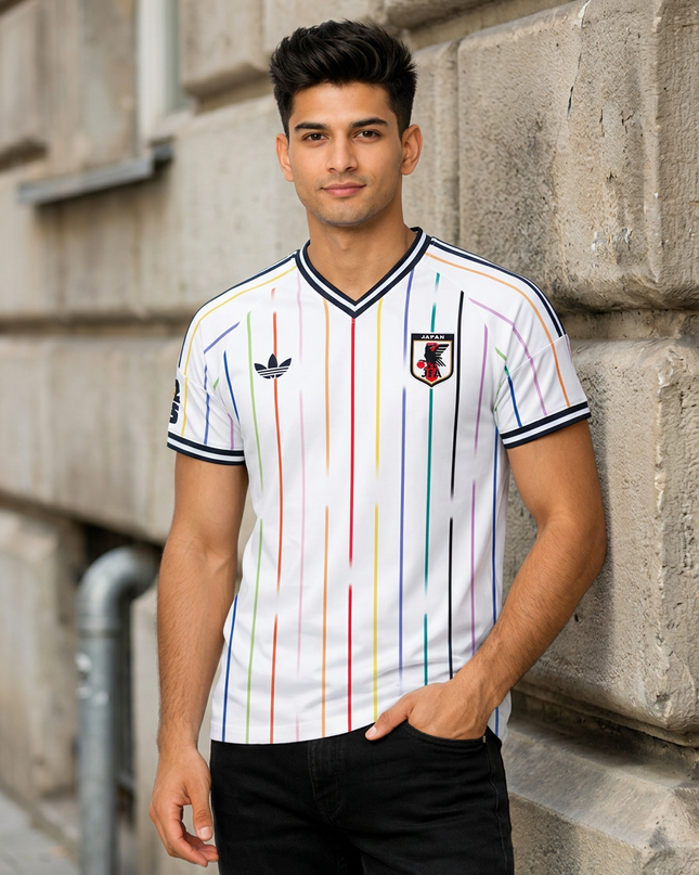 Men’s White Multicolor Stripe Printed T-Shirt | Slim Fit Casual Stylish Tee for Men