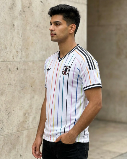Men’s White Multicolor Stripe Printed T-Shirt | Slim Fit Casual Stylish Tee for Men