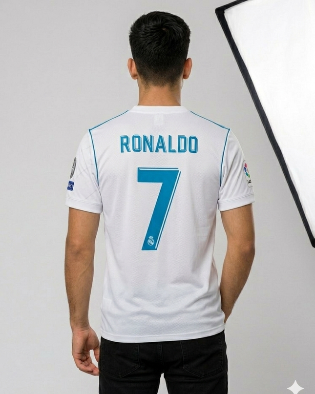 Real Madrid White Football Jersey 2018 Final Edition – Embroidered Logo Premium Men’s Sports T-Shirt