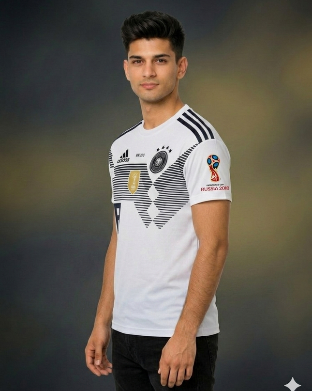 Germany White Football Jersey 2018 – Embroidered Logo Premium Men’s Sports T-Shirt