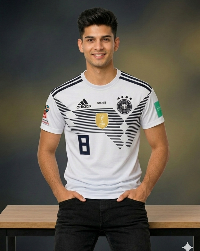 Germany White Football Jersey 2018 – Embroidered Logo Premium Men’s Sports T-Shirt