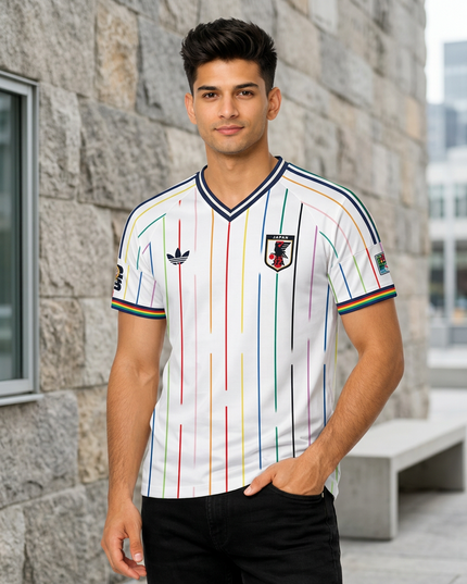 Men’s White Multicolor Stripe Printed T-Shirt | Slim Fit Casual Stylish Tee for Men