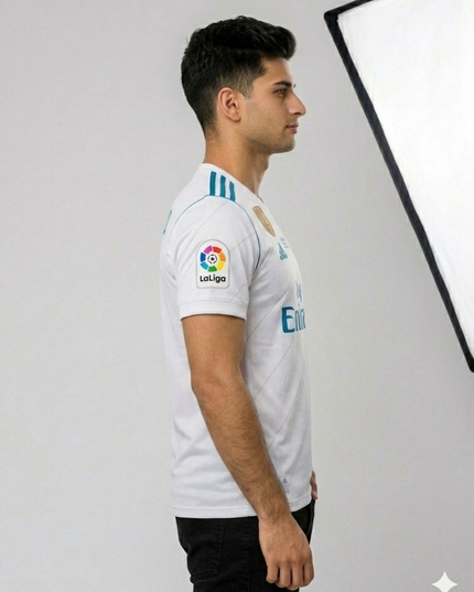 Real Madrid White Football Jersey 2018 Final Edition – Embroidered Logo Premium Men’s Sports T-Shirt