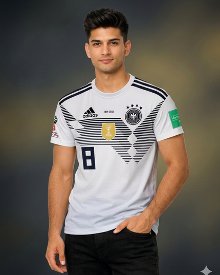 Germany White Football Jersey 2018 – Embroidered Logo Premium Men’s Sports T-Shirt