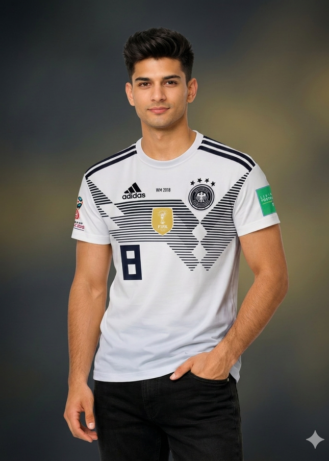 Germany White Football Jersey 2018 – Embroidered Logo Premium Men’s Sports T-Shirt